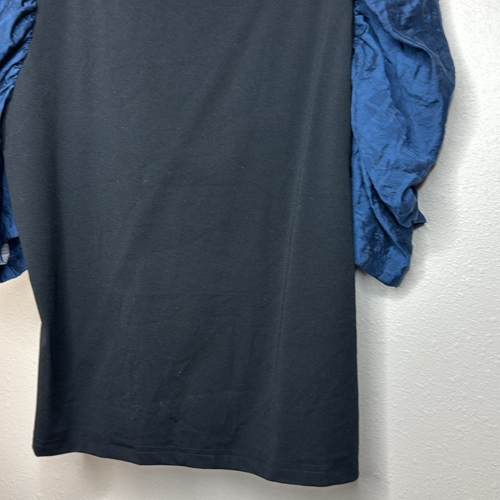 CROSBY by Mollie Burch Black and Blue Ruffled Puff Sleeve Blouse - Picture 10 of 14